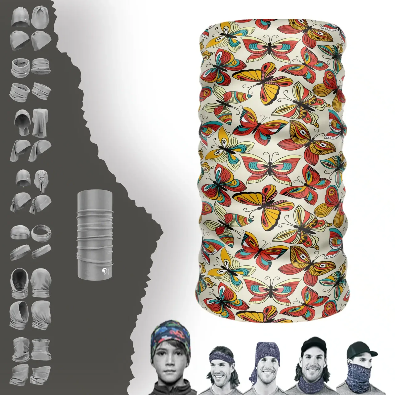 Renkli Kelebekler Boyunluk Bere Bandana Maske Bone Toka Saçbandı