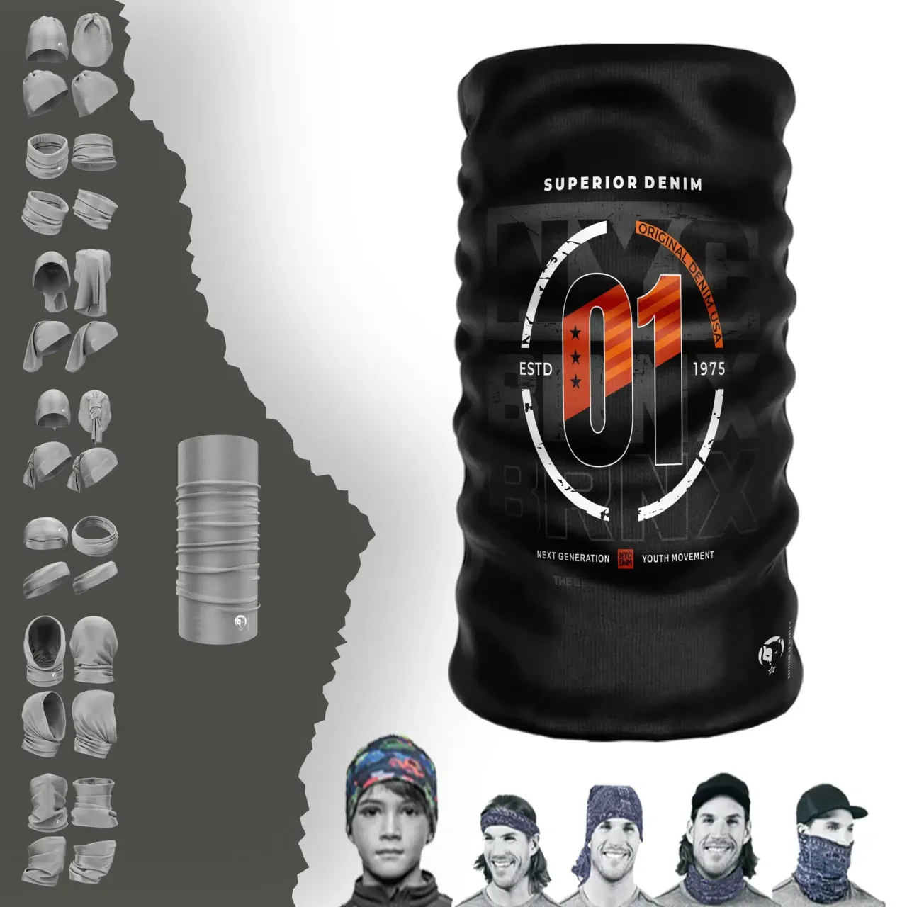 Turuncu Kırmızı 01  Boyunluk Bere Bandana Maske Bone Toka Saçbandı