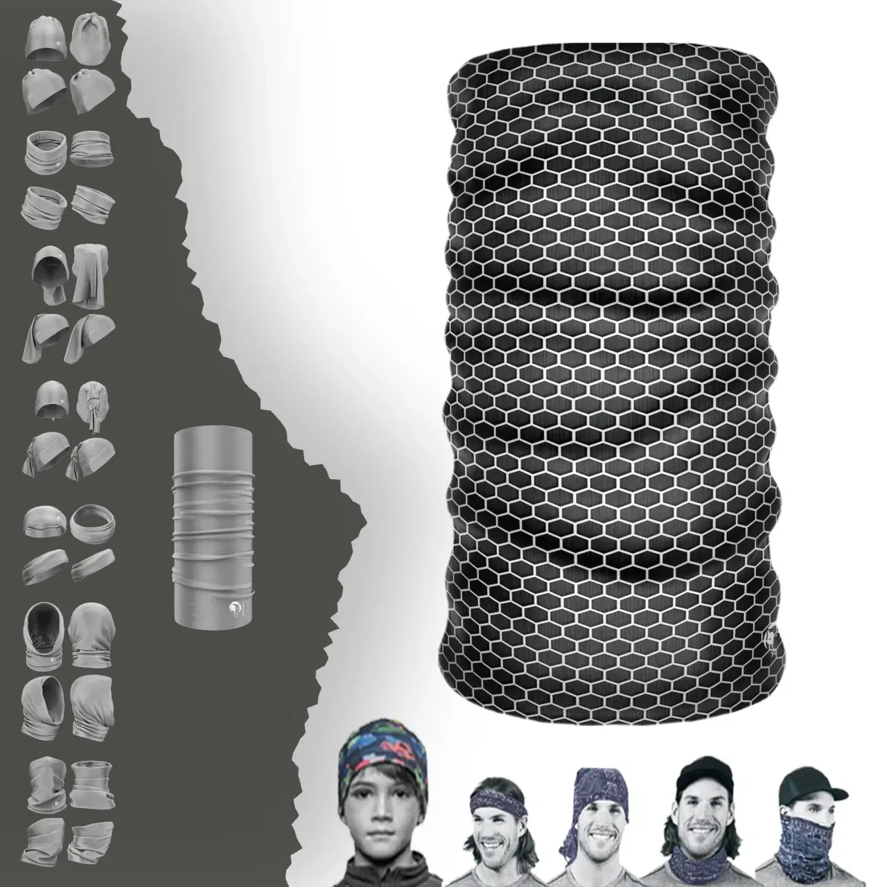 Beyaz Altıgenli Boyunluk Bere Bandana Maske Bone Toka Saçbandı