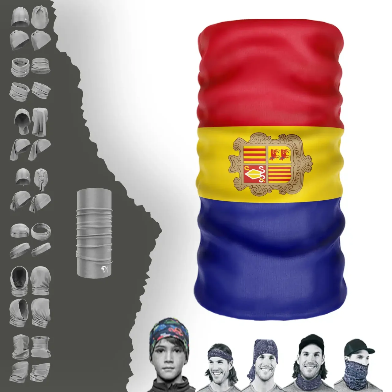 Andorra Bayrak Boyunluk Bere Bandana Maske Bone Toka Saçbandı
