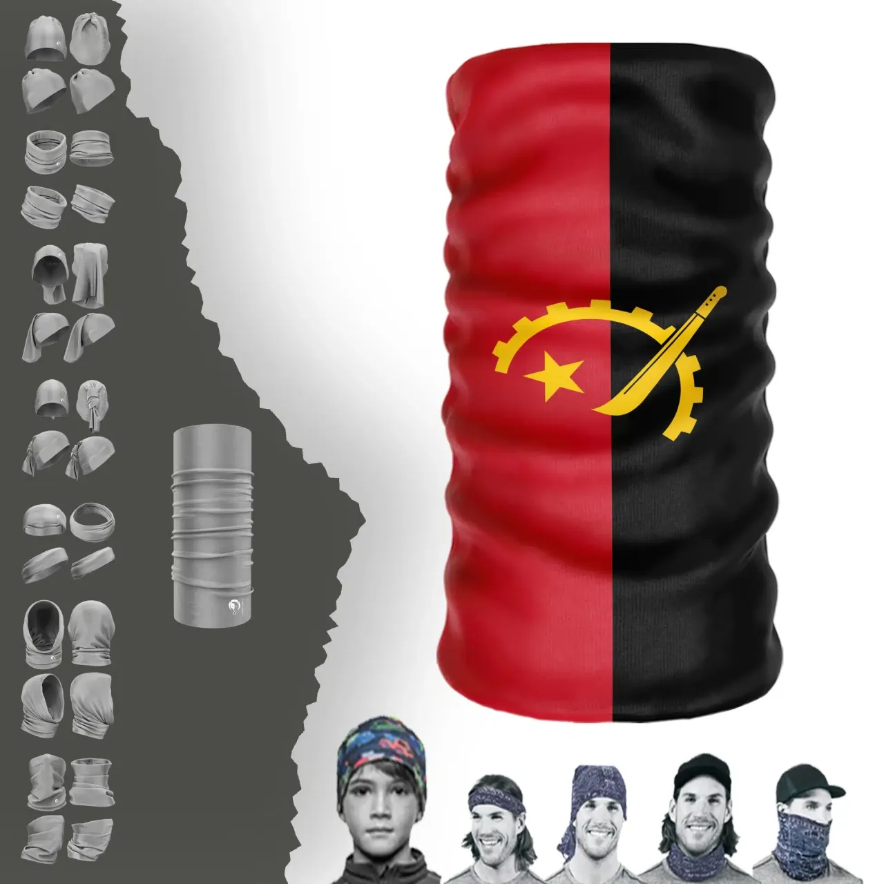 Angola Bayrak Boyunluk Bere Bandana Maske Bone Toka Saçbandı