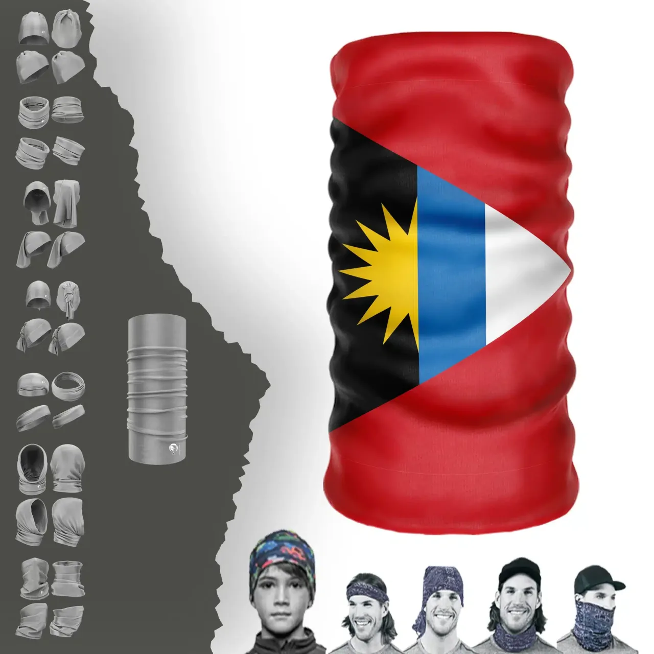Antigua And Barbud Bayrak Boyunluk Bere Bandana Maske Bone Toka Saçbandı