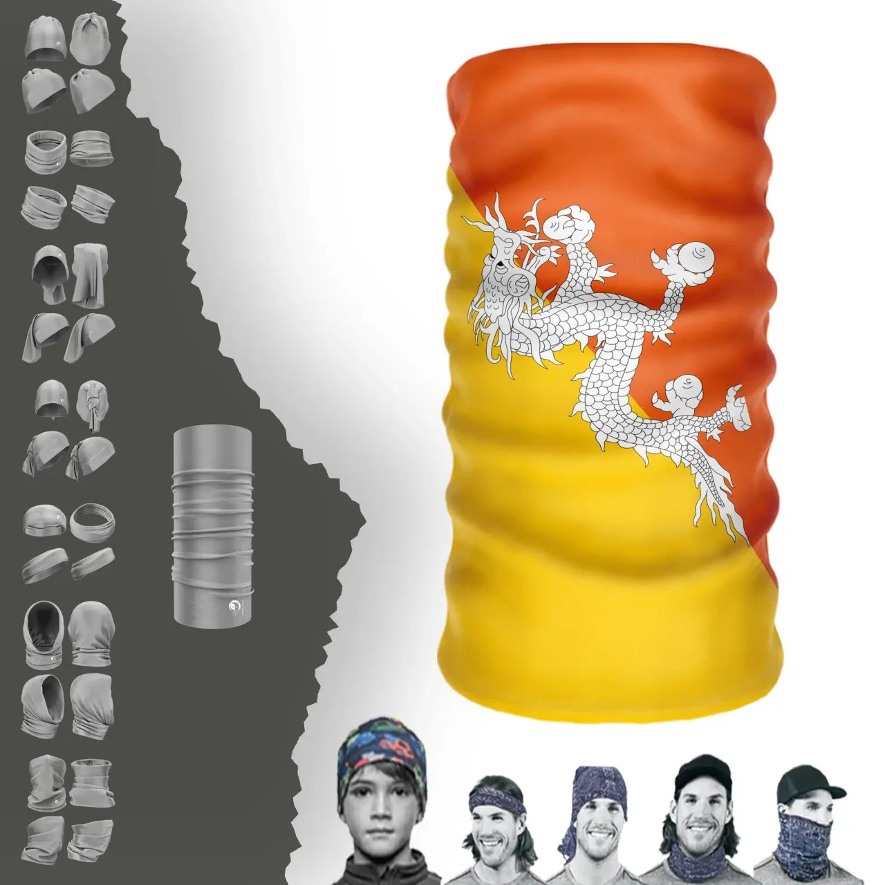 Bhutan Bayrak Boyunluk Bere Bandana Maske Bone Toka Saçbandı