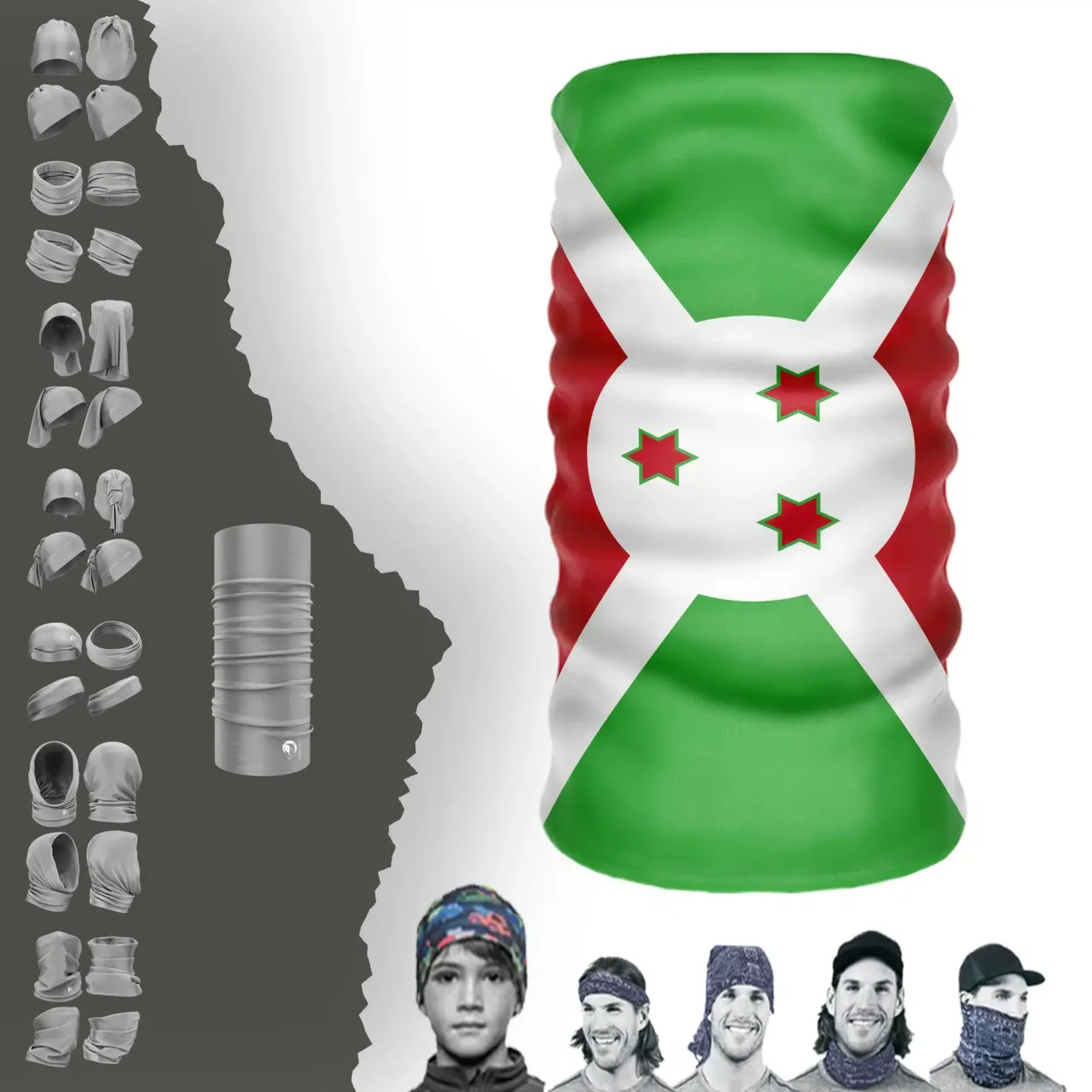 Burundi Bayrak Boyunluk Bere Bandana Maske Bone Toka Saçbandı
