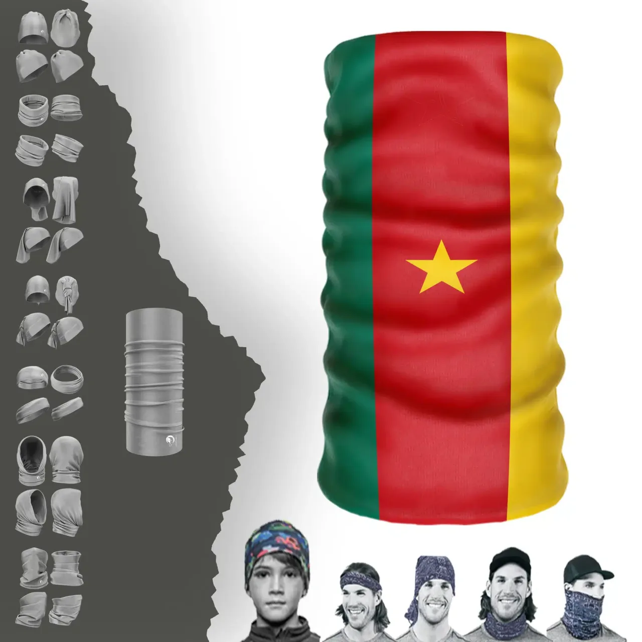 Cameroon Bayrak Boyunluk Bere Bandana Maske Bone Toka Saçbandı