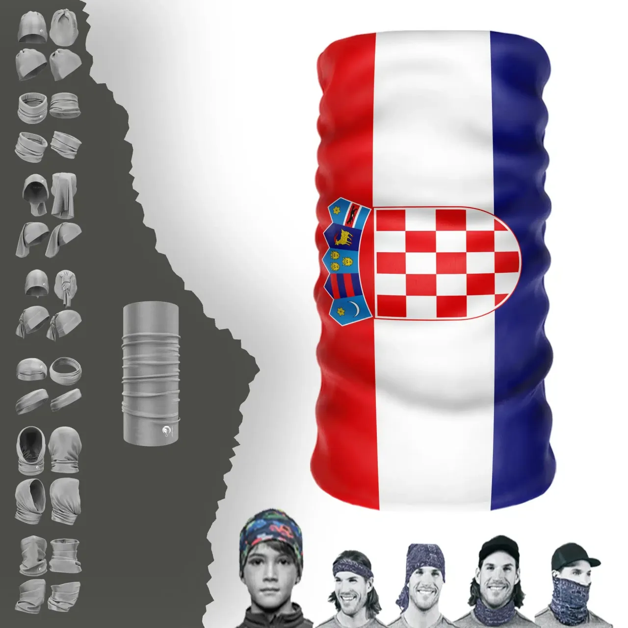 Croatia Bayrak Boyunluk Bere Bandana Maske Bone Toka Saçbandı