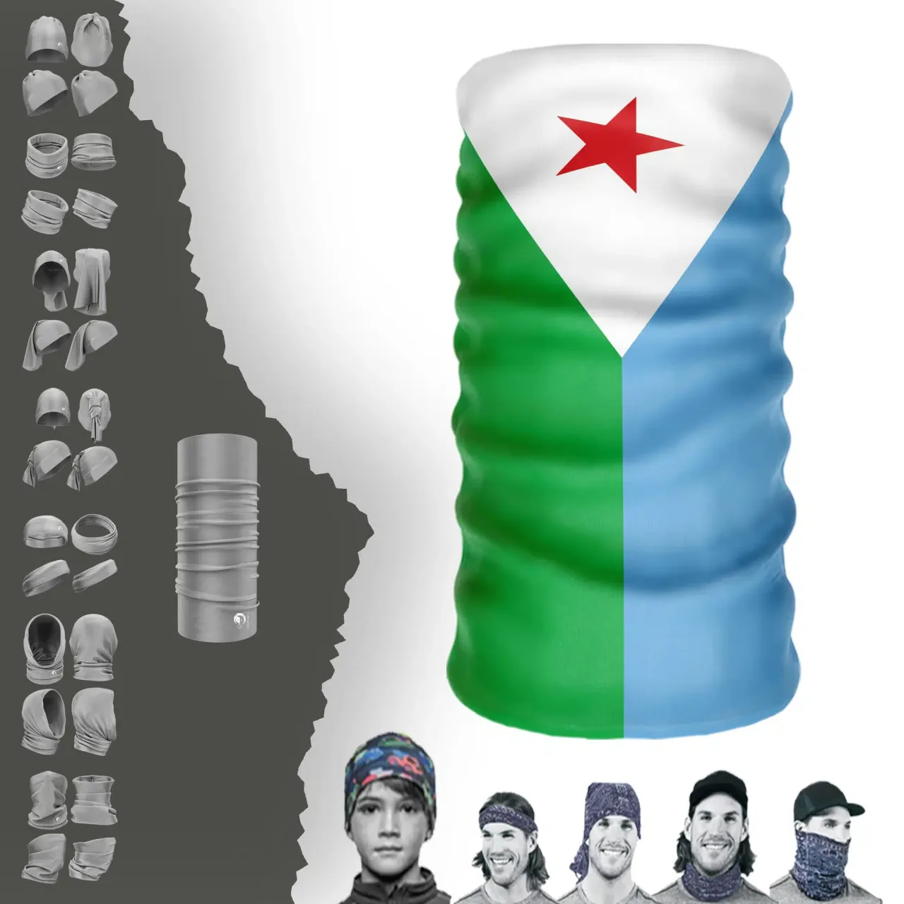 Djibouti Bayrak Boyunluk Bere Bandana Maske Bone Toka Saçbandı