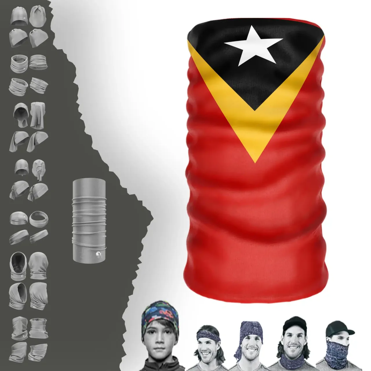 East-Timor Bayrak Boyunluk Bere Bandana Maske Bone Toka Saçbandı