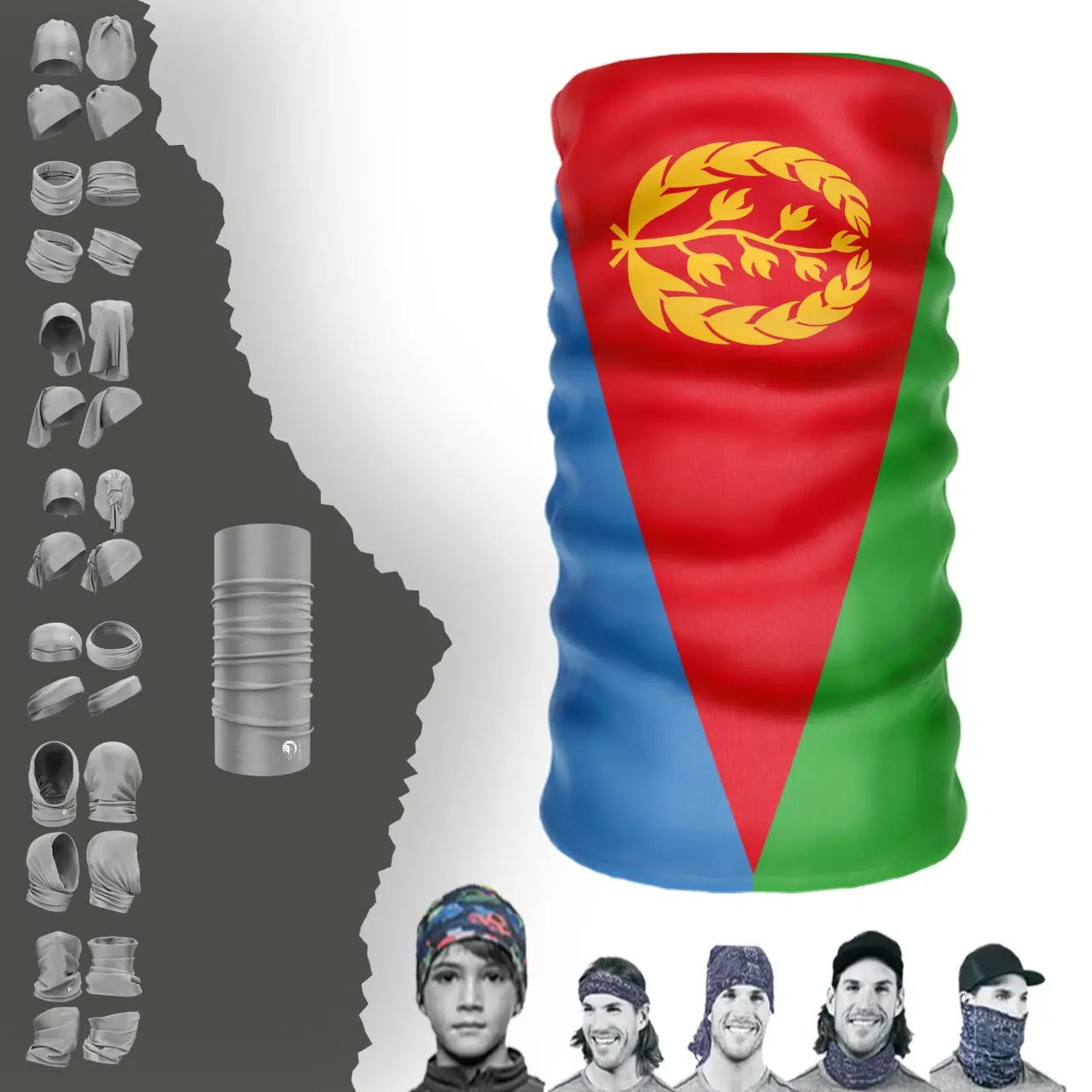 Eritrea Bayrak Boyunluk Bere Bandana Maske Bone Toka Saçbandı