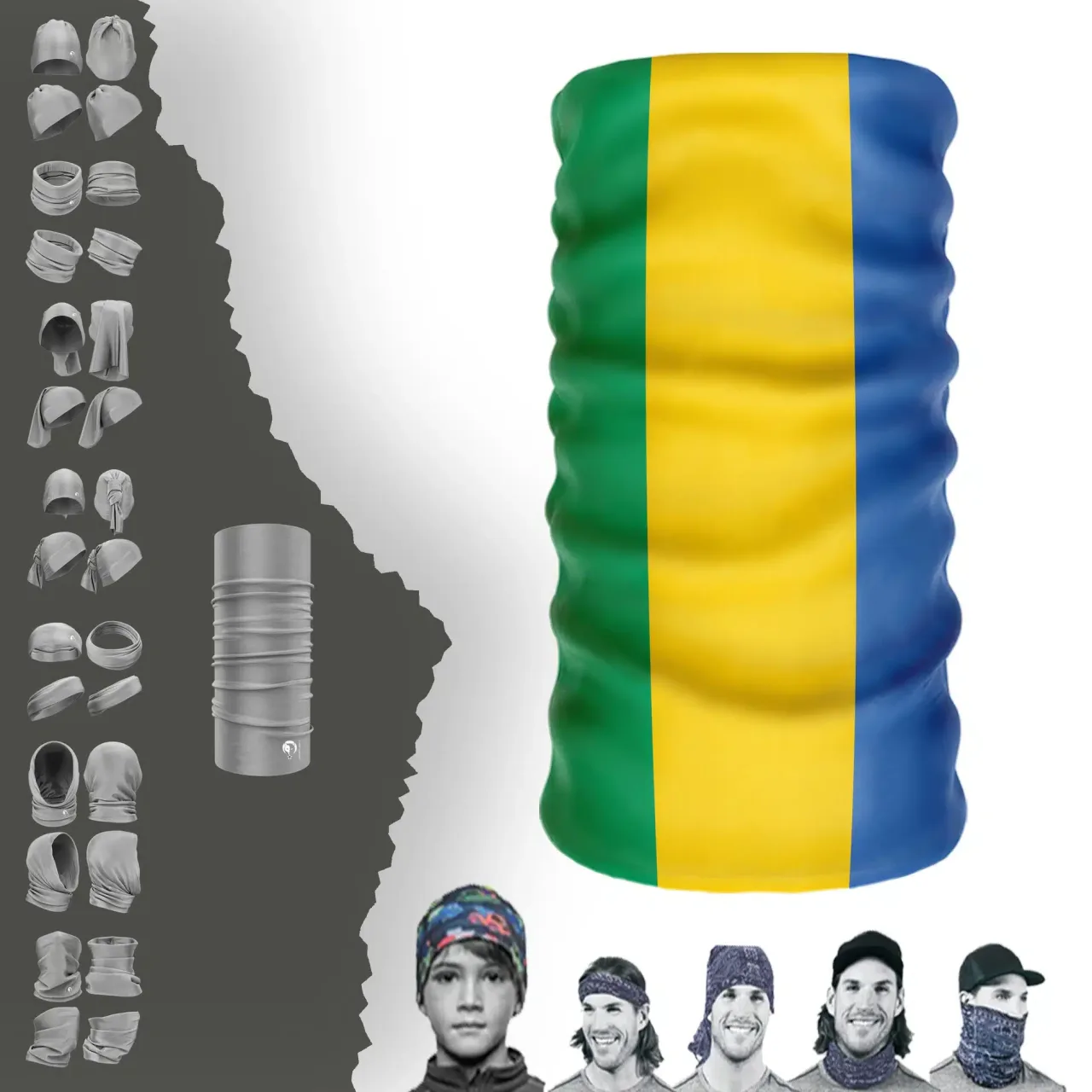 Gabon Bayrak Boyunluk Bere Bandana Maske Bone Toka Saçbandı