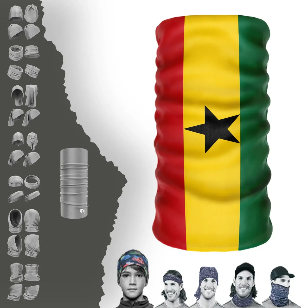 Ghana Bayrak Boyunluk Bere Bandana Maske Bone Toka Saçbandı
