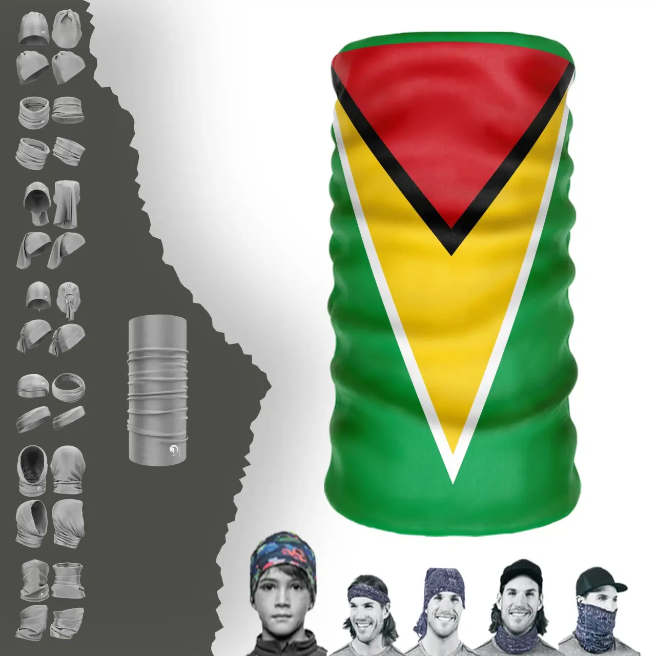 Guyana Bayrak Boyunluk Bere Bandana Maske Bone Toka Saçbandı