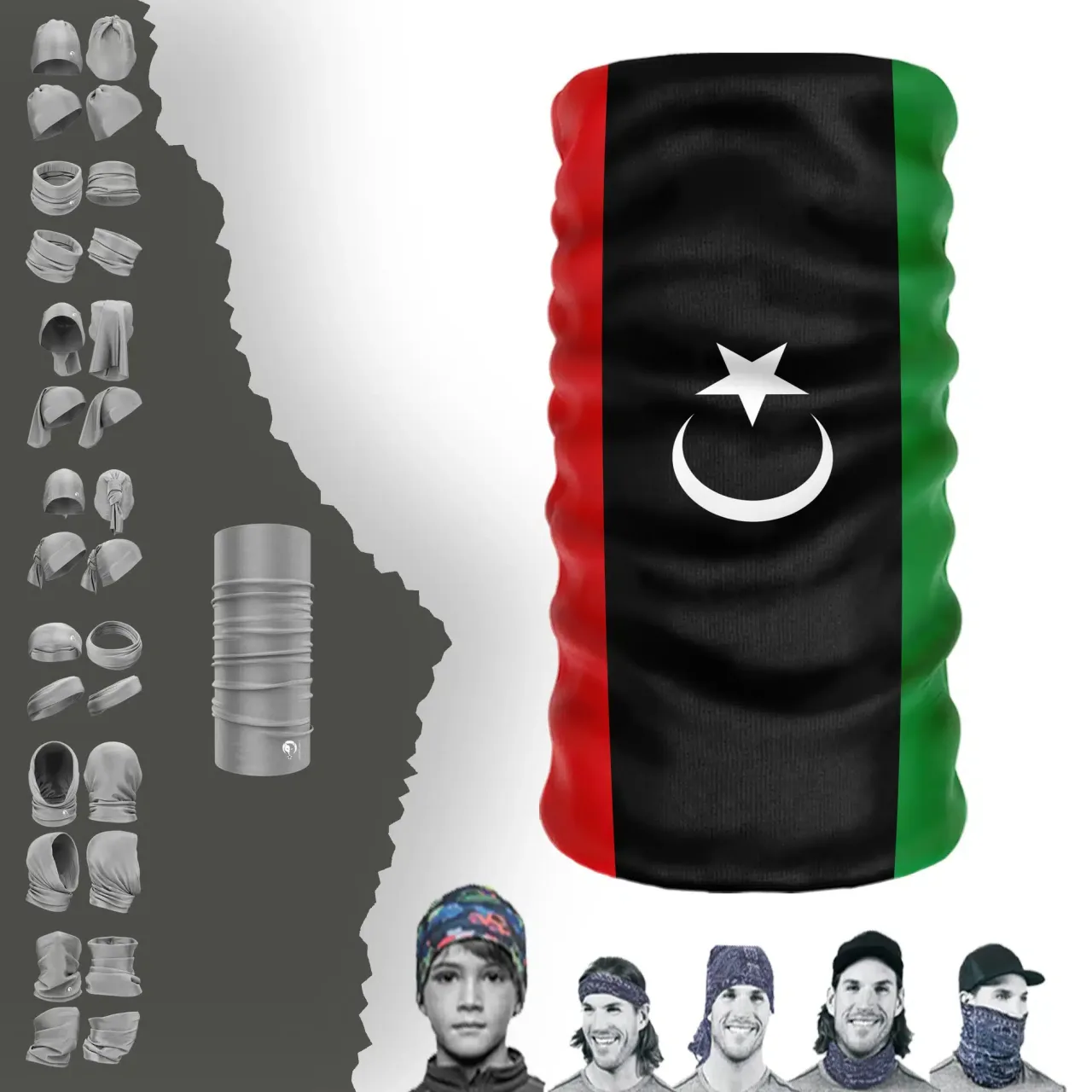 Libya Bayrak Boyunluk Bere Bandana Maske Bone Toka Saçbandı