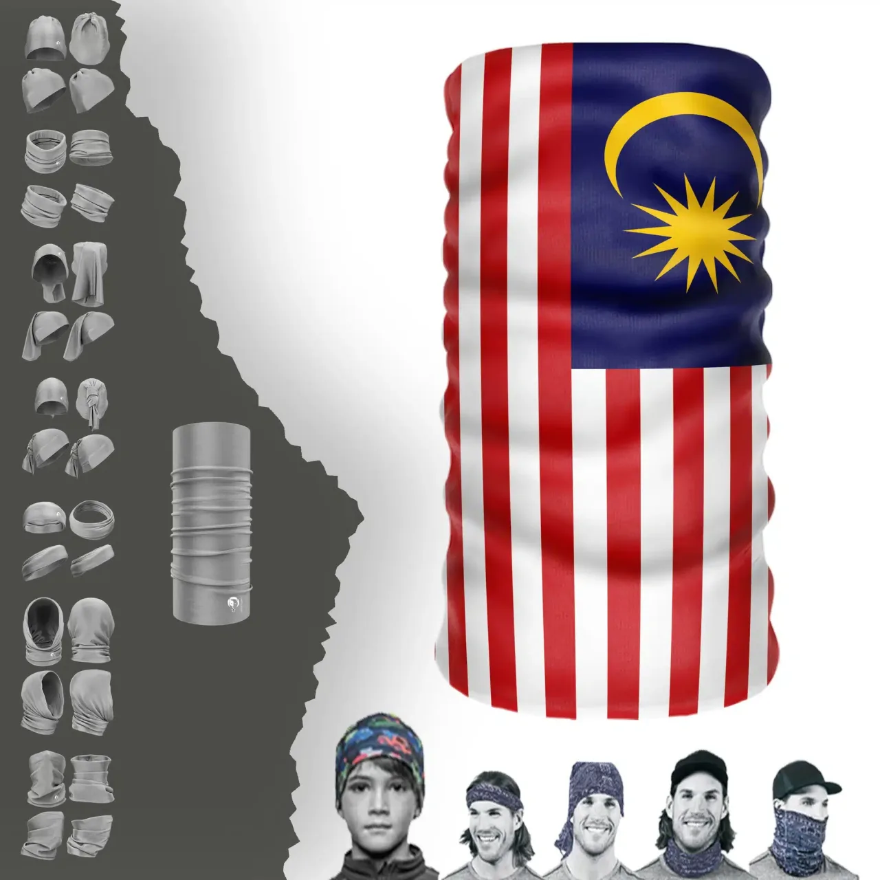 Malaysia Bayrak Boyunluk Bere Bandana Maske Bone Toka Saçbandı