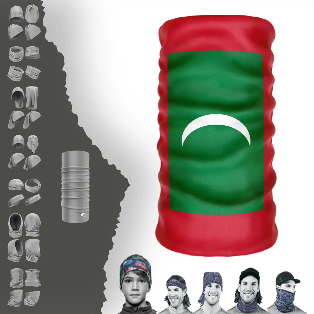 Maldives Bayrak Boyunluk Bere Bandana Maske Bone Toka Saçbandı