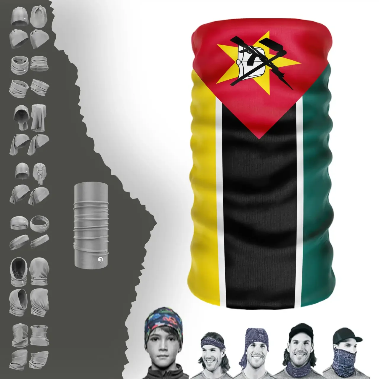 Mozambique Bayrak Boyunluk Bere Bandana Maske Bone Toka Saçbandı