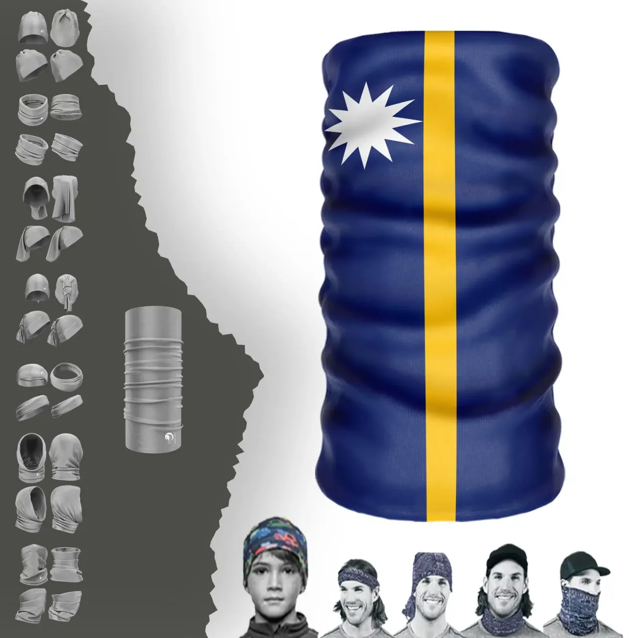 Nauru Bayrak Boyunluk Bere Bandana Maske Bone Toka Saçbandı
