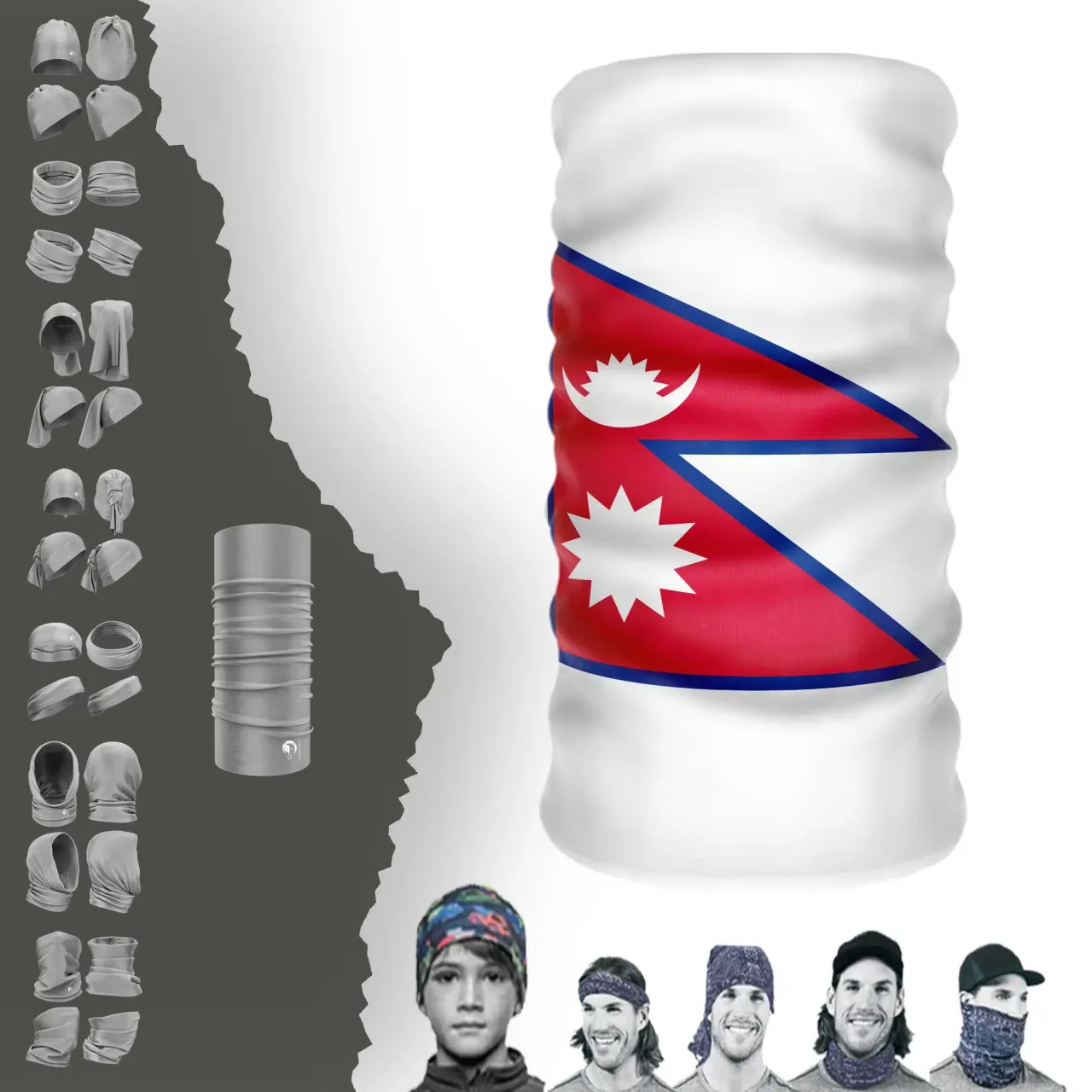 Nepal Bayrak Boyunluk Bere Bandana Maske Bone Toka Saçbandı