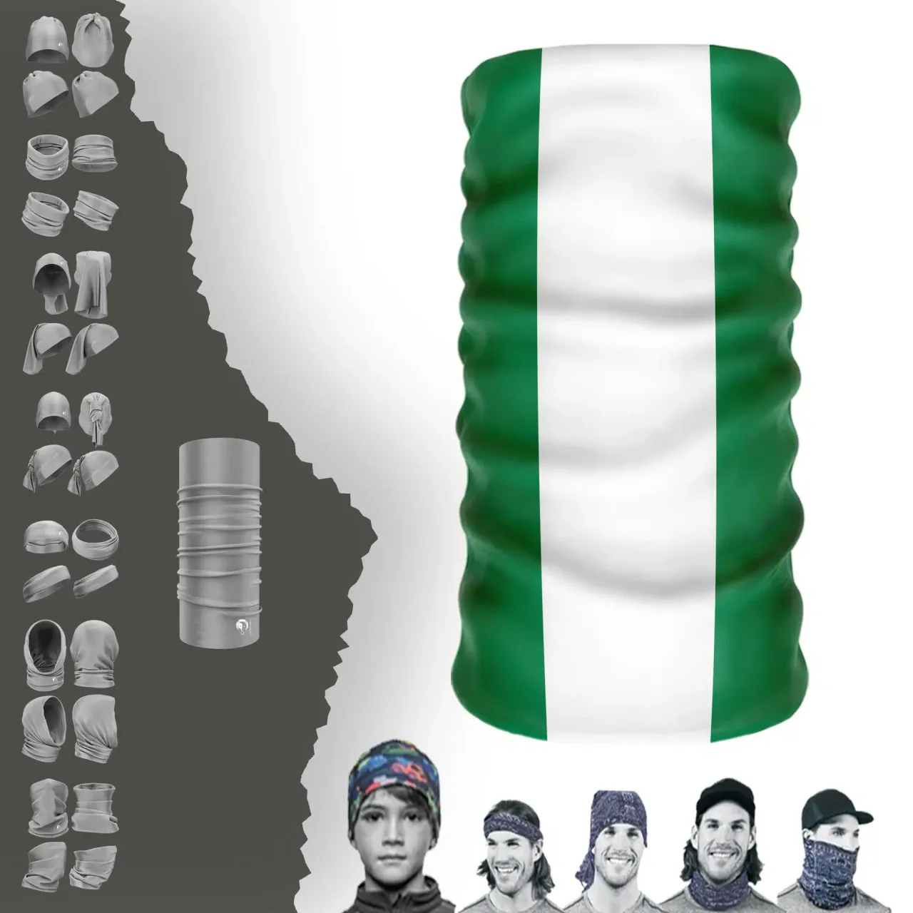 Nigeria Bayrak Boyunluk Bere Bandana Maske Bone Toka Saçbandı