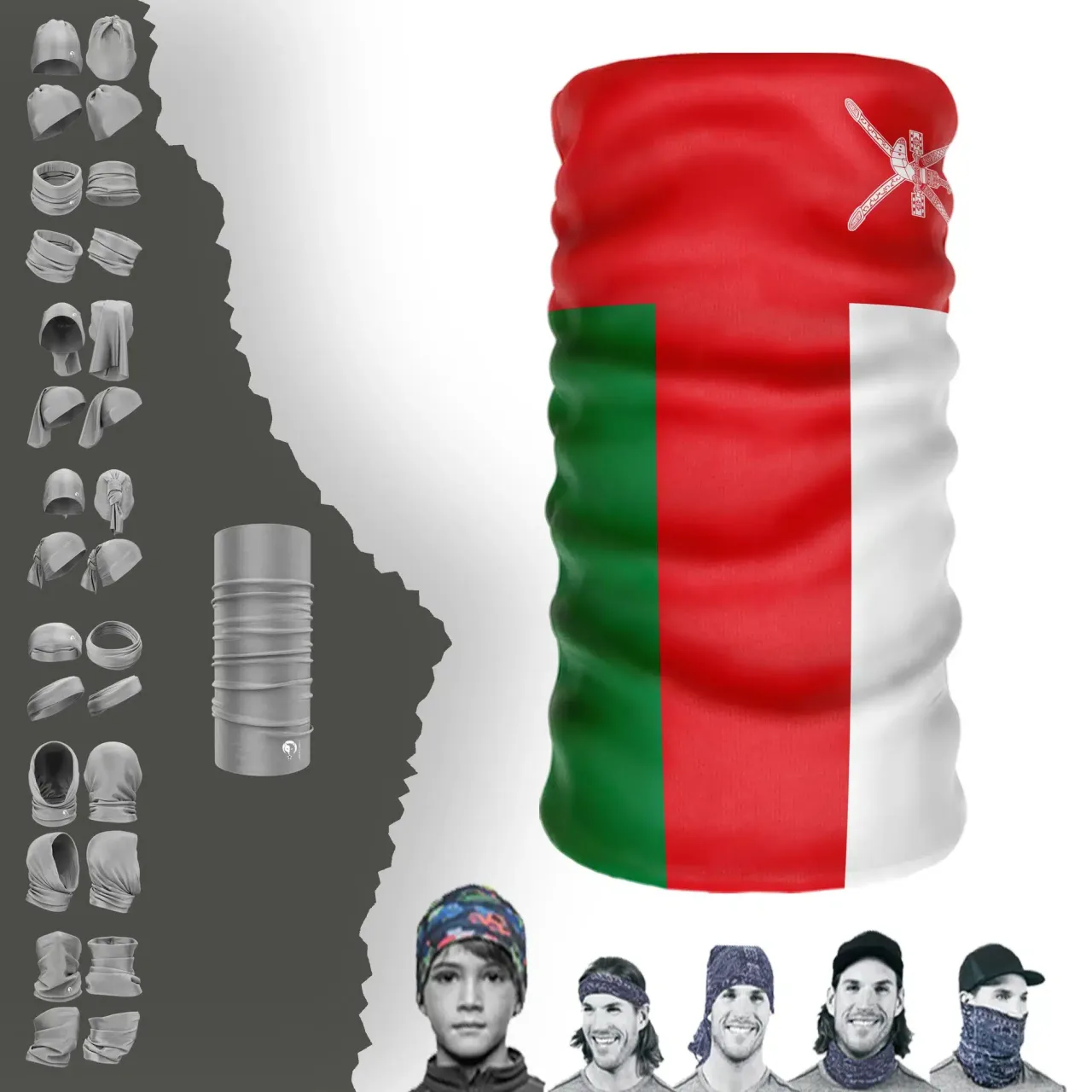 Oman Bayrak Boyunluk Bere Bandana Maske Bone Toka Saçbandı