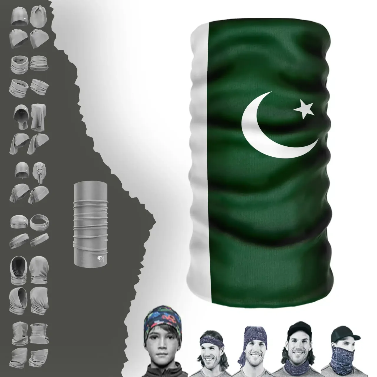 Pakistan Bayrak Boyunluk Bere Bandana Maske Bone Toka Saçbandı