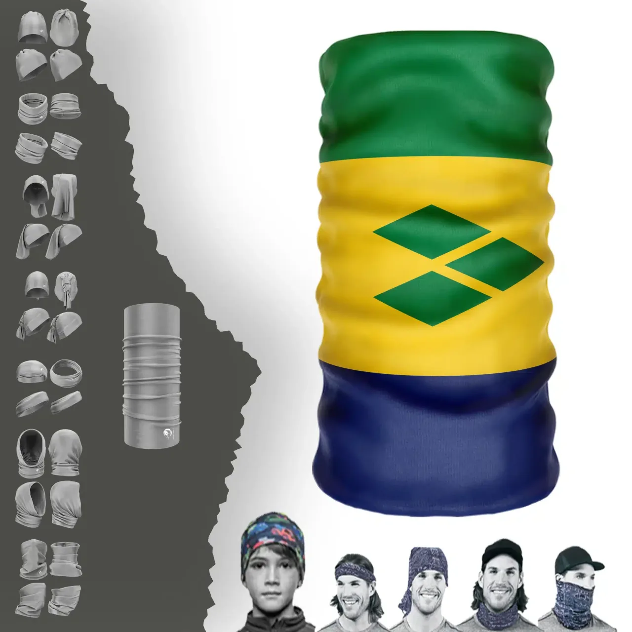 Saint-Vincent-And-The-Grenadines Bayrak Boyunluk Bere Bandana Maske Bone Toka Saçbandı