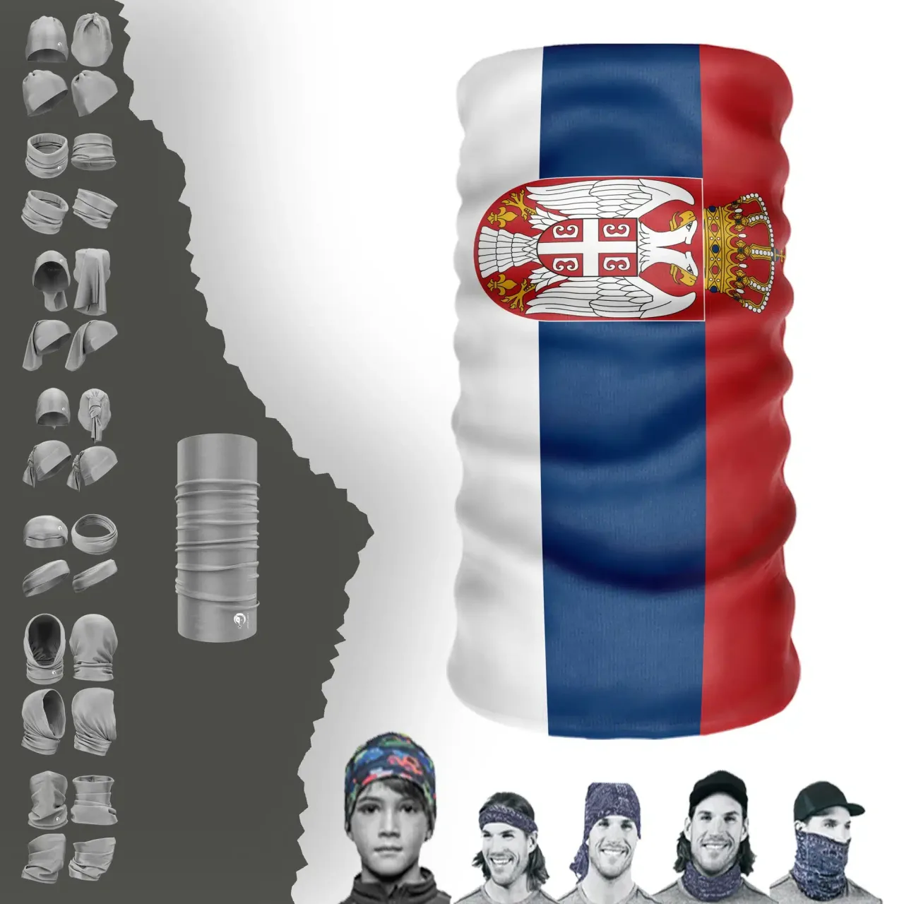 Serbia Bayrak Boyunluk Bere Bandana Maske Bone Toka Saçbandı