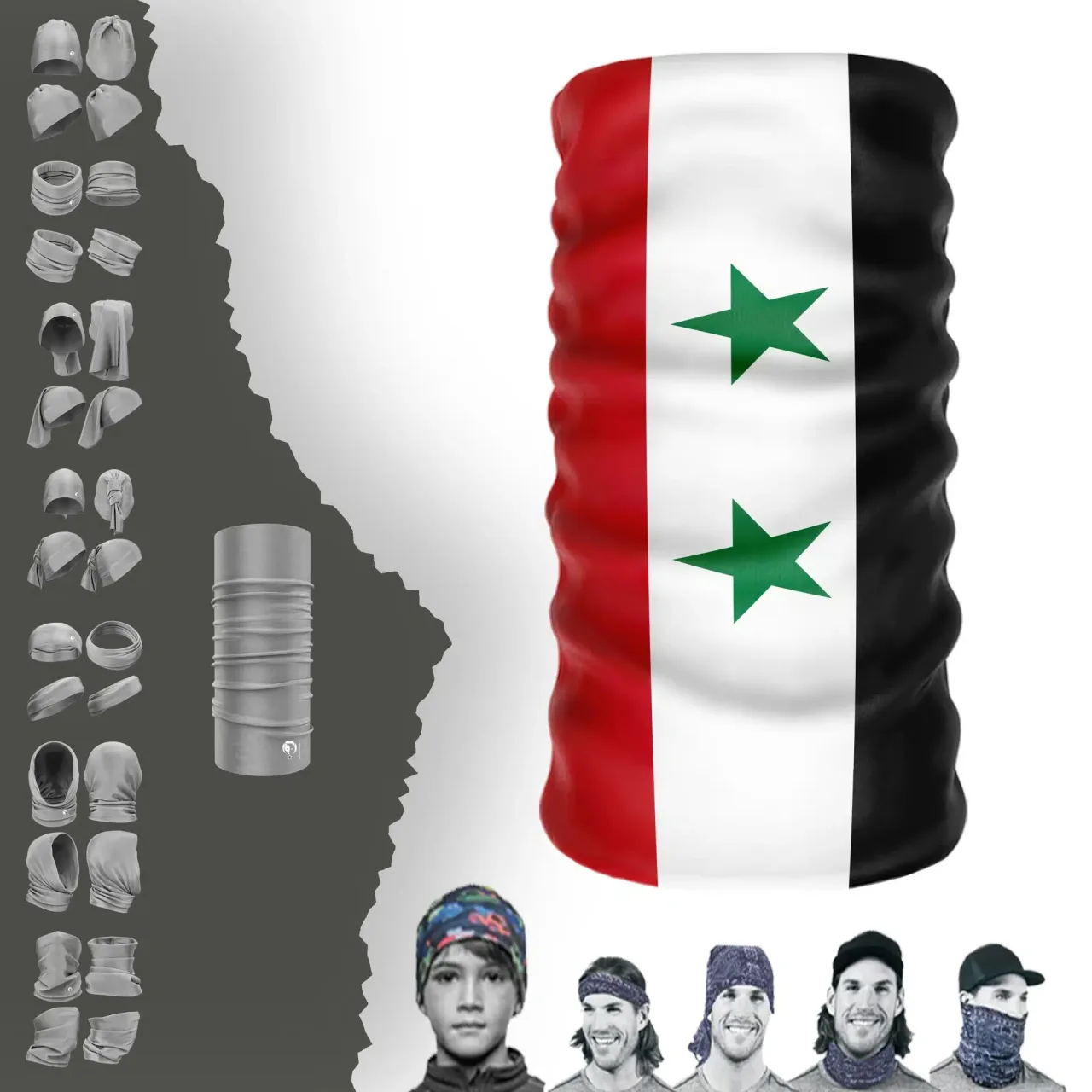 Syria Bayrak Boyunluk Bere Bandana Maske Bone Toka Saçbandı
