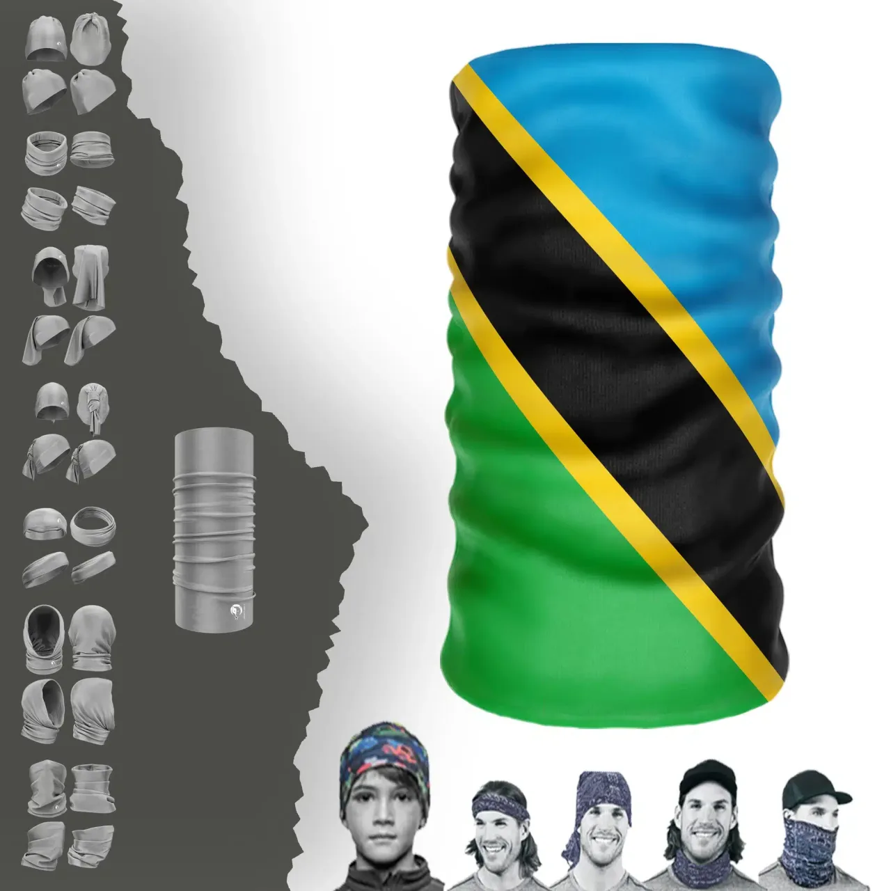 Tanzania Bayrak Boyunluk Bere Bandana Maske Bone Toka Saçbandı