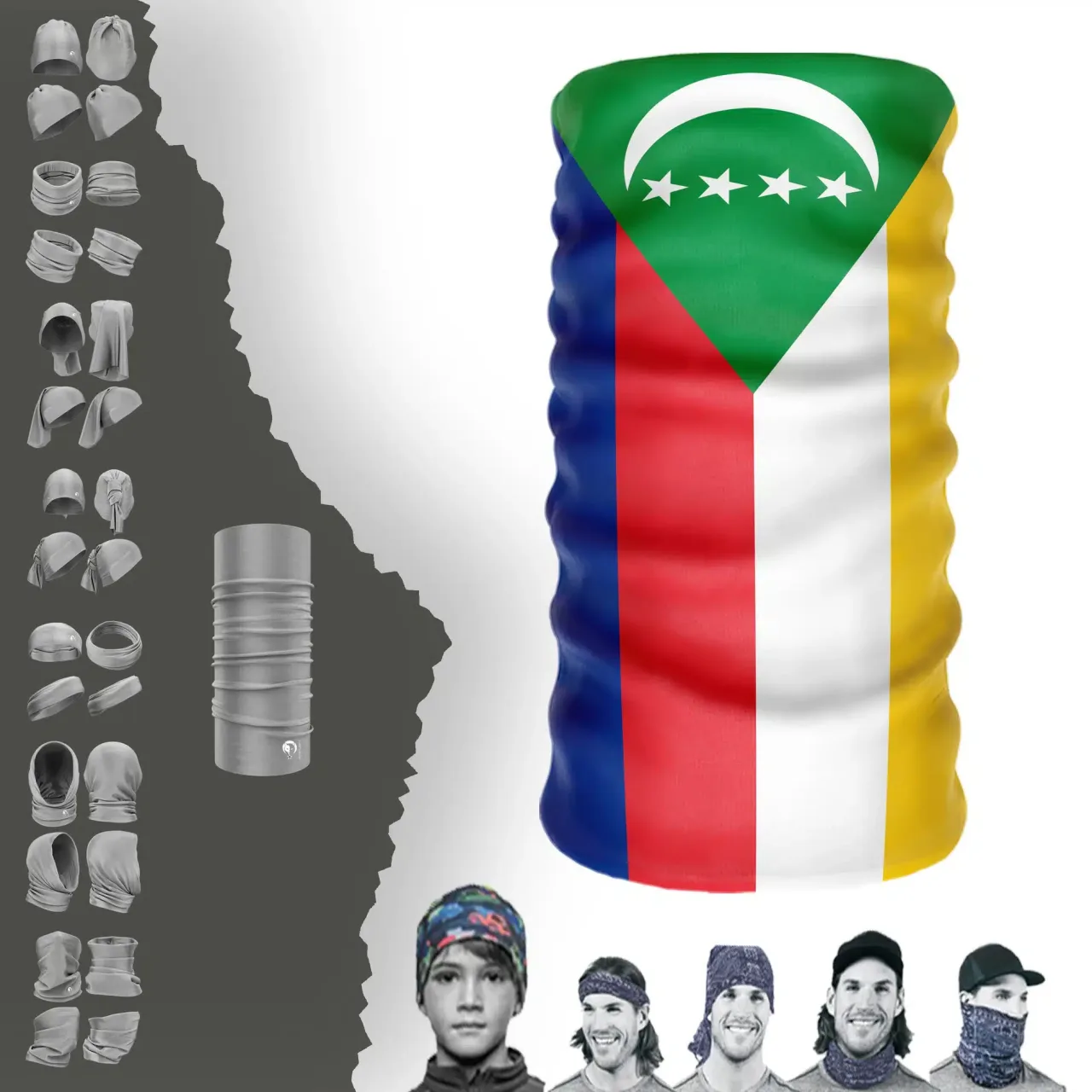 The-Comoros Bayrak Boyunluk Bere Bandana Maske Bone Toka Saçbandı