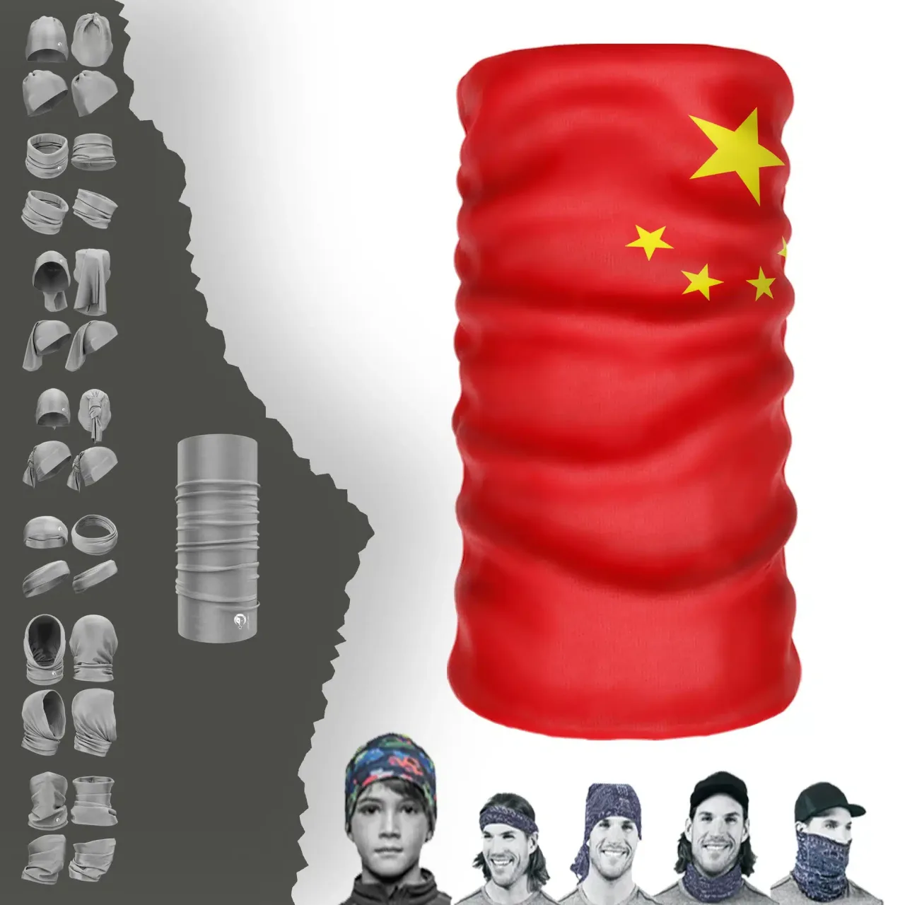 The-People'S-Republic-Of-China Bayrak Boyunluk Bere Bandana Maske Bone Toka Saçbandı