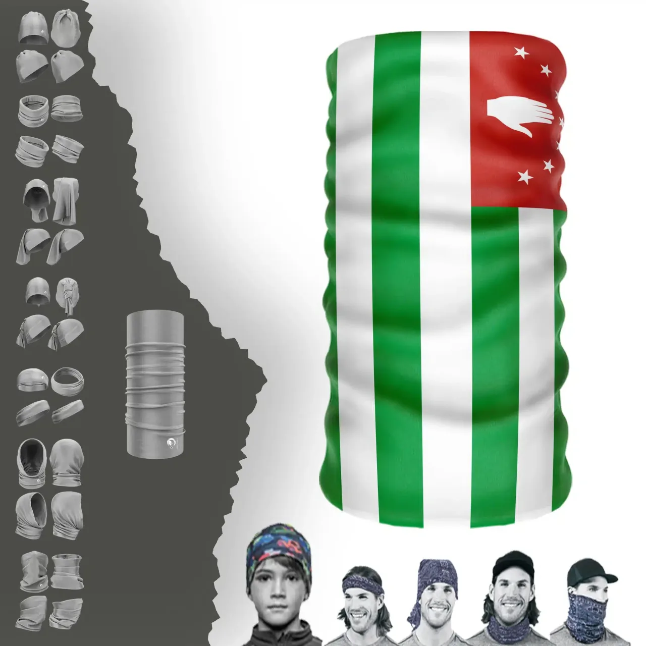 The-Republic-Of-Abkhazia Bayrak Boyunluk Bere Bandana Maske Bone Toka Saçbandı