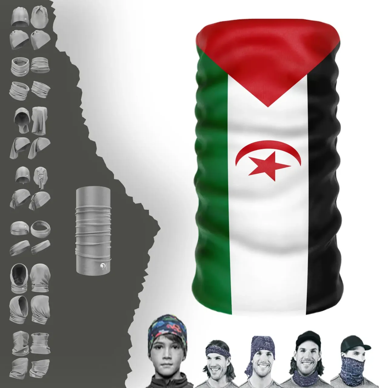 The-Sahrawi-Arab-Democratic-Republic Bayrak Boyunluk Bere Bandana Maske Bone Toka Saçbandı
