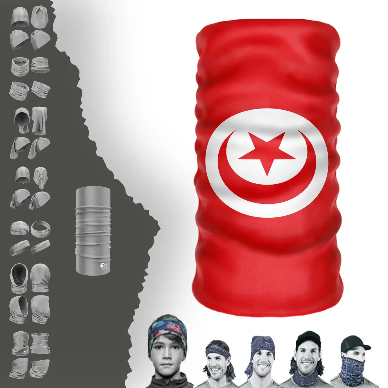 Tunisia Bayrak Boyunluk Bere Bandana Maske Bone Toka Saçbandı