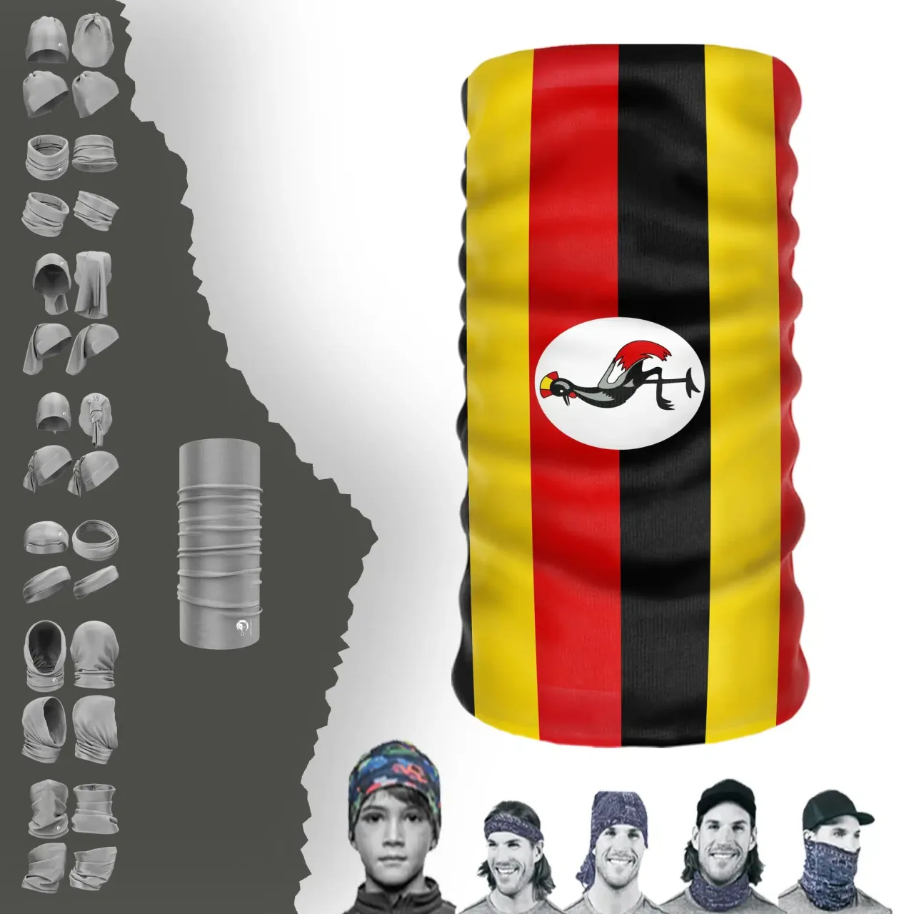 Uganda Bayrak Boyunluk Bere Bandana Maske Bone Toka Saçbandı