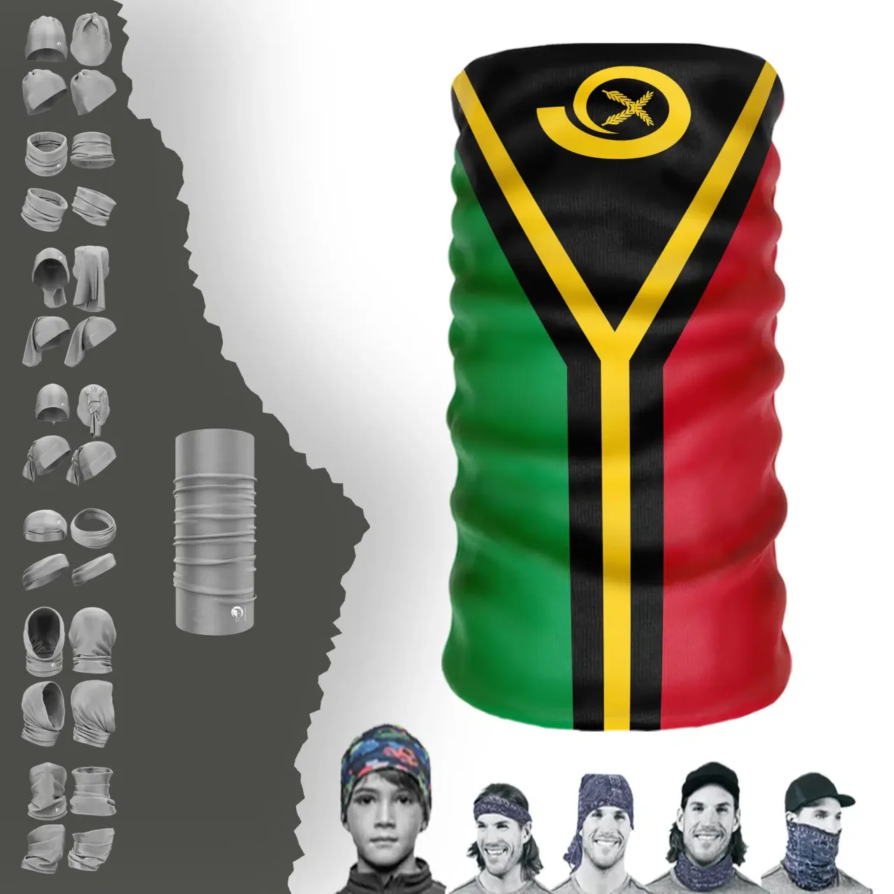 Vanuatu Bayrak Boyunluk Bere Bandana Maske Bone Toka Saçbandı