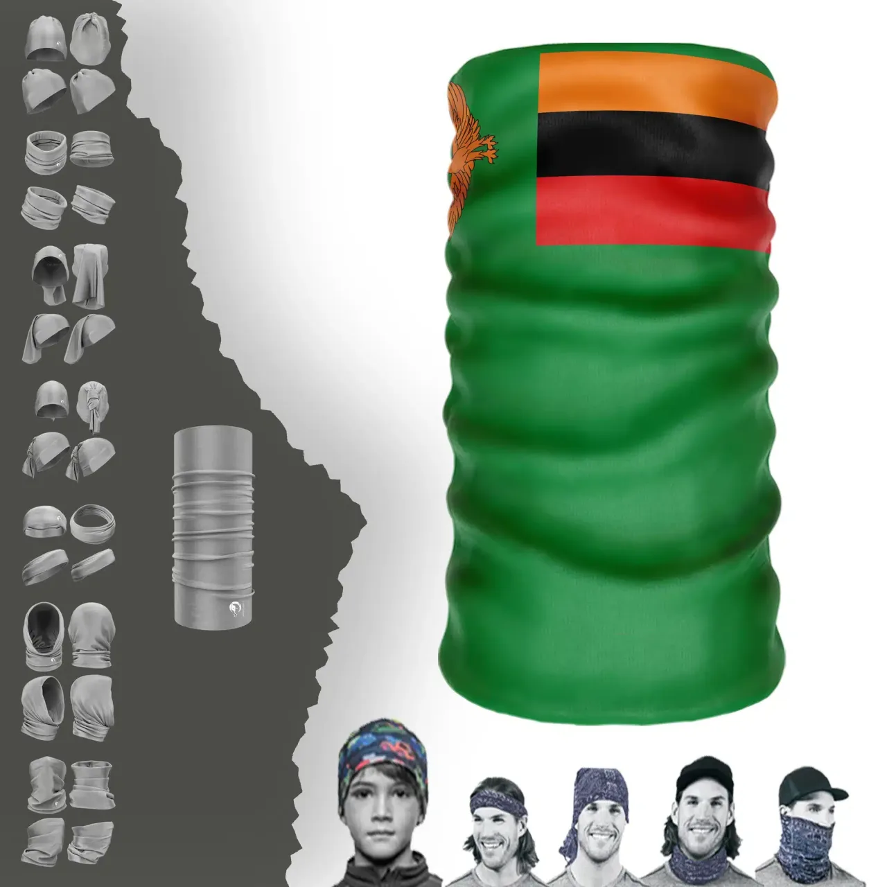 Zambia Bayrak Boyunluk Bere Bandana Maske Bone Toka Saçbandı