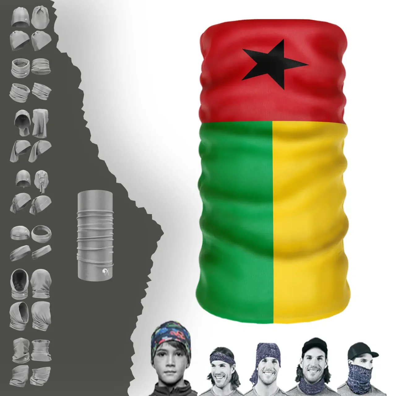Guinea-Bissau Bayrak Boyunluk Bere Bandana Maske Bone Toka Saçbandı