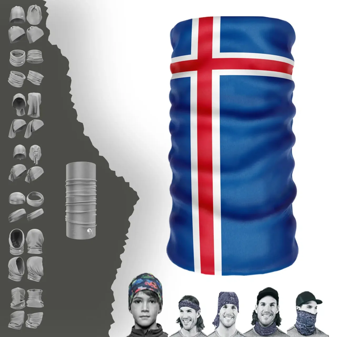 Iceland Bayrak Boyunluk Bere Bandana Maske Bone Toka Saçbandı