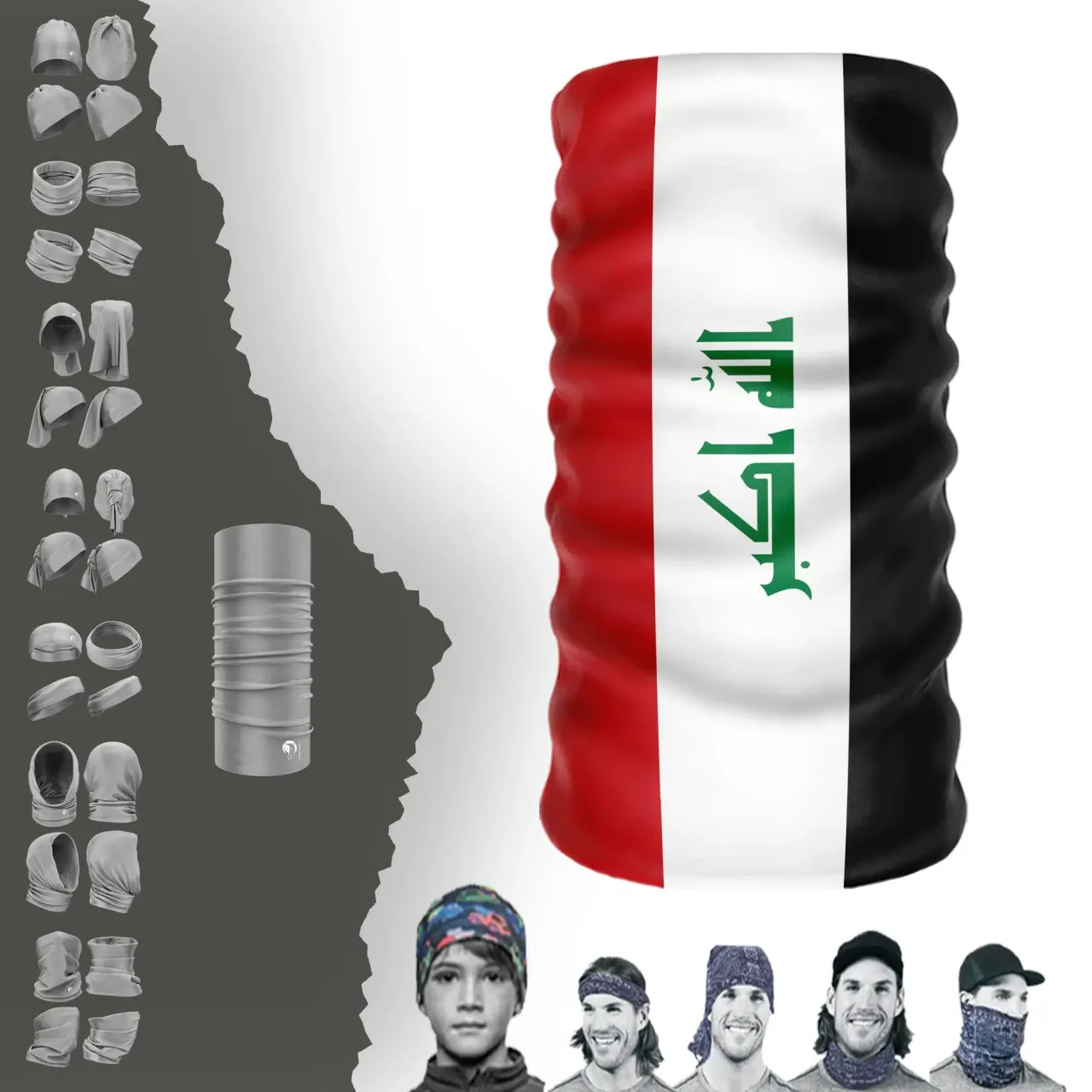 Irak Bayrak Boyunluk Bere Bandana Maske Bone Toka Saçbandı