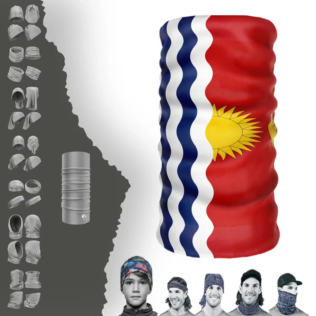 Kiribati Bayrak Boyunluk Bere Bandana Maske Bone Toka Saçbandı