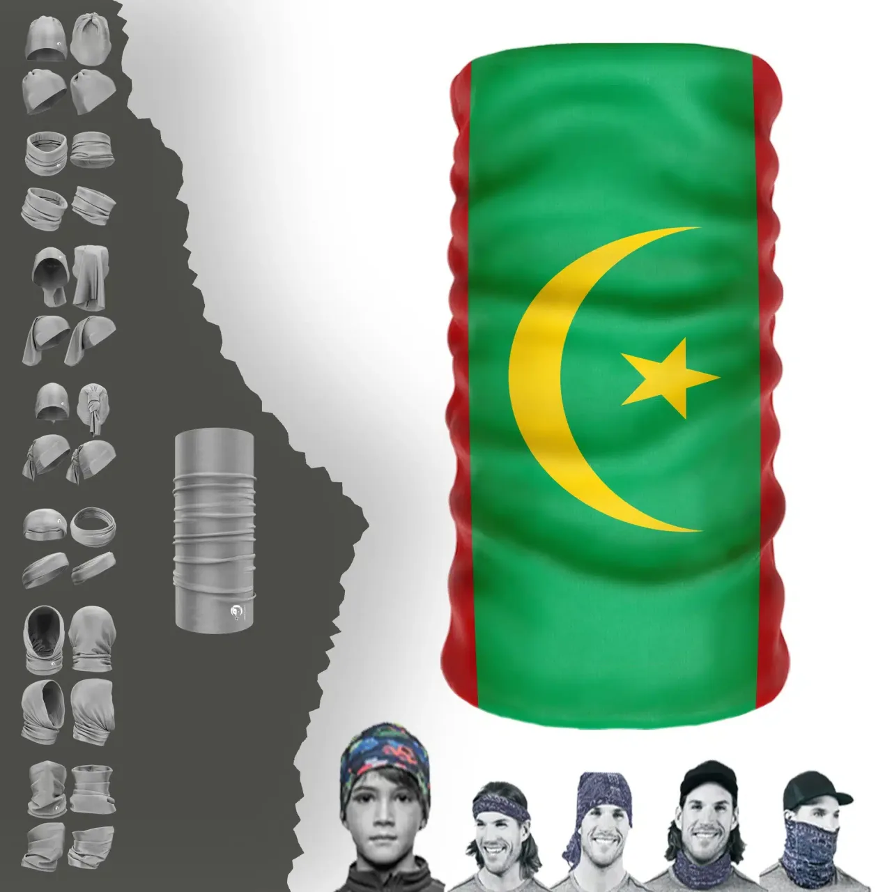 Mauritania Bayrak Boyunluk Bere Bandana Maske Bone Toka Saçbandı