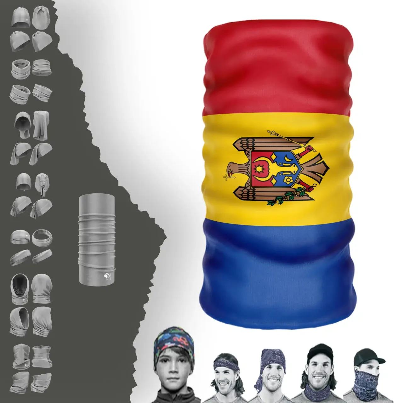 Moldova Bayrak Boyunluk Bere Bandana Maske Bone Toka Saçbandı