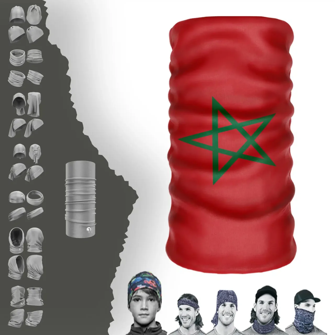 Morocco Bayrak Boyunluk Bere Bandana Maske Bone Toka Saçbandı