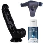 Censan Belden Bağlamalı Kayganlaştırıcı Set Noctis 21,5cm Siyah Dildo No:51