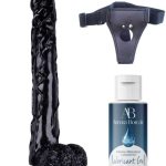 Censan Belden Bağlamalı Kayganlaştırıcı Set Noctis 42cm Siyah Dildo No:44